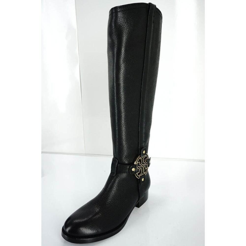 Tory Burch Logo Buckle Amanda Tall Leather Riding Knee High Boots SZ 5 New $495
